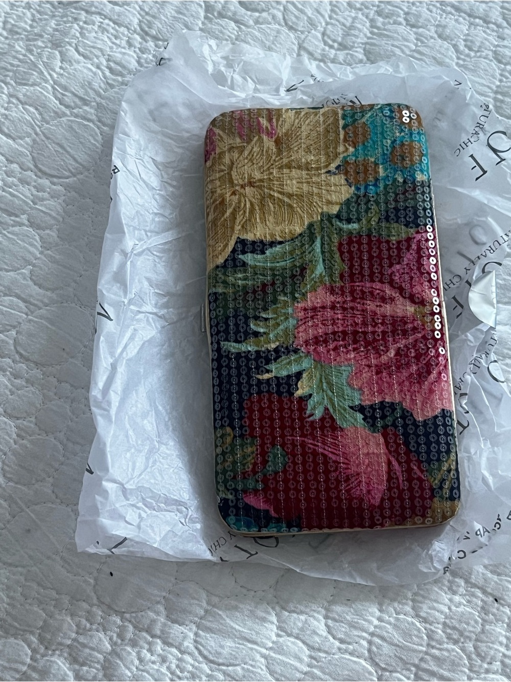 Floral Sequin Phone Wallet Case - Multicolor
